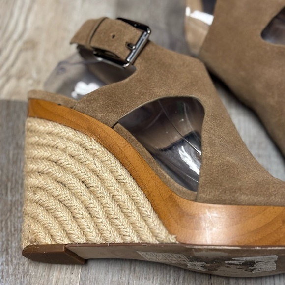 Michael Michael Kors Tan Suede Wood Heel Wedge Espadrilles - Picture 3 of 9